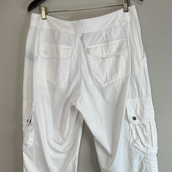 Ralph Lauren L-RL Lauren Active Y2K Vibe White Cargo Pants Drawstring Hem 10 - Picture 7 of 11